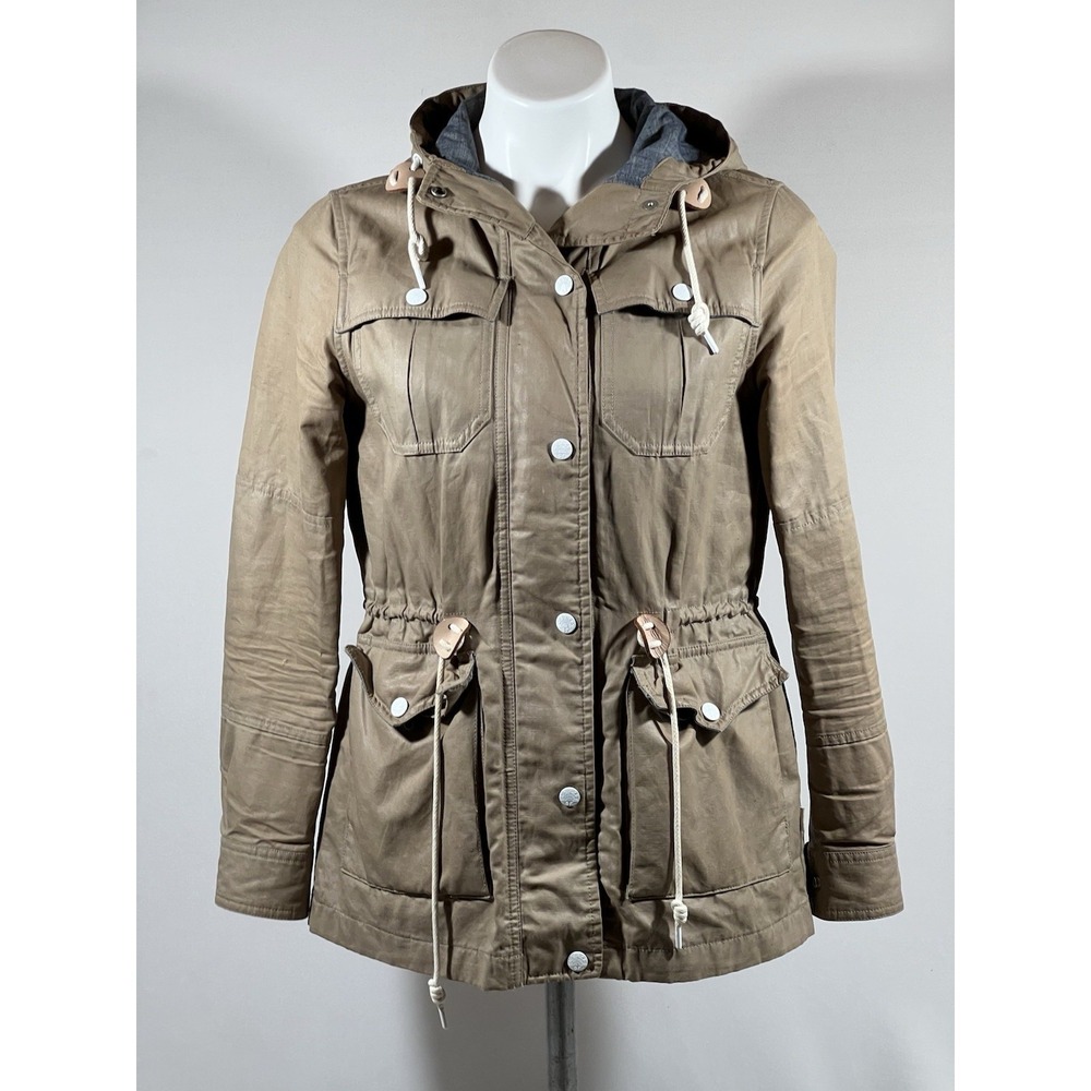 Levis Jacket Womens Xs Tan Hooded Zip Utility‎ Lightweight Casual Coat